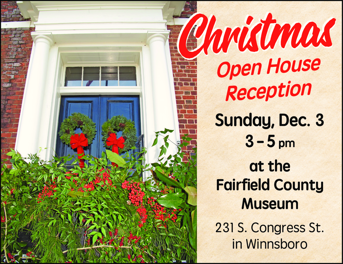 Featured image for Fairfield County Museum Christmas Open House Reception