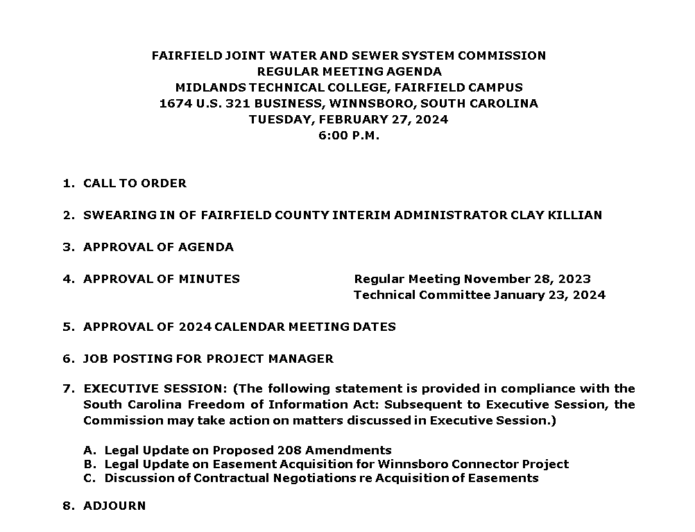 Image for Fairfield Joint Water and Sewer Commission Meeting 2.27.2024